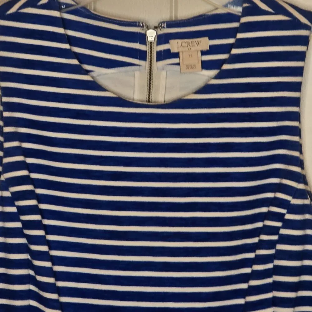 J.Crew Navy White Striped Fit & Flare Dress XS Sleeveless Cotton Nautical Summer